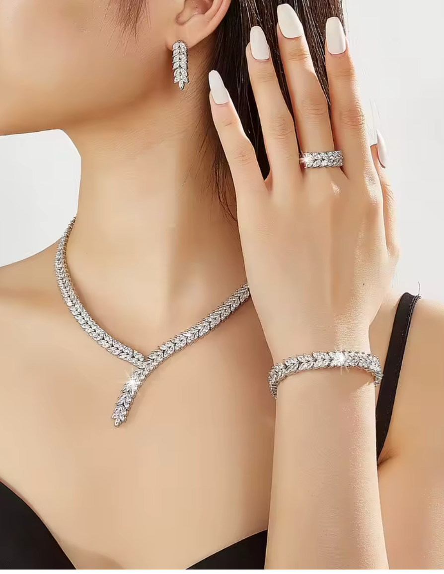 ISA -  Elegant 3 piece CZ bridal necklace set