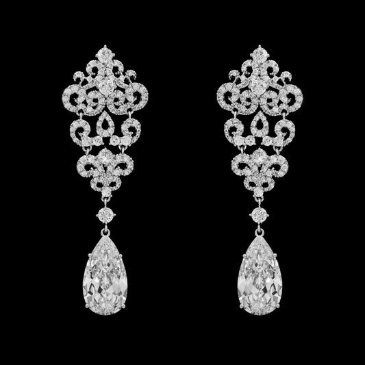 Lorraine - Exquisite CZ drop chandelier bridal earrings