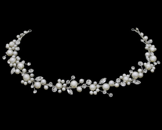 Aprile -  Swarovski crystal and pearl communion headband