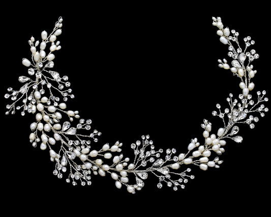 Lania - Exquisite Crystal and freshwater pearl wedding headpiece