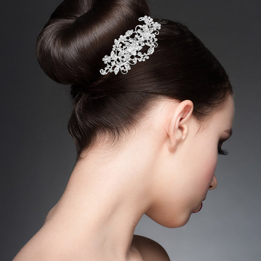 Natasha  - Floral crystal wedding hair comb