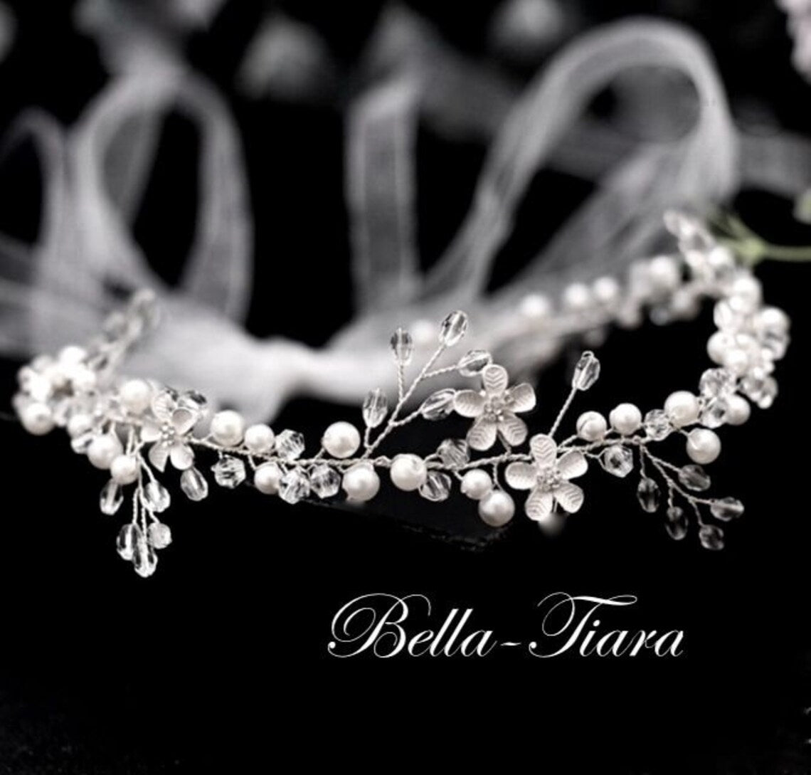 Mariarosa - Beautiful floral pearl first communion headpiece