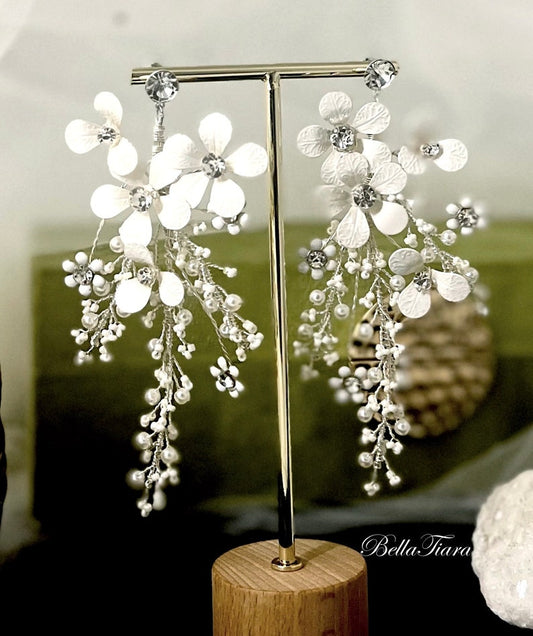 Bridal drop flower earrings