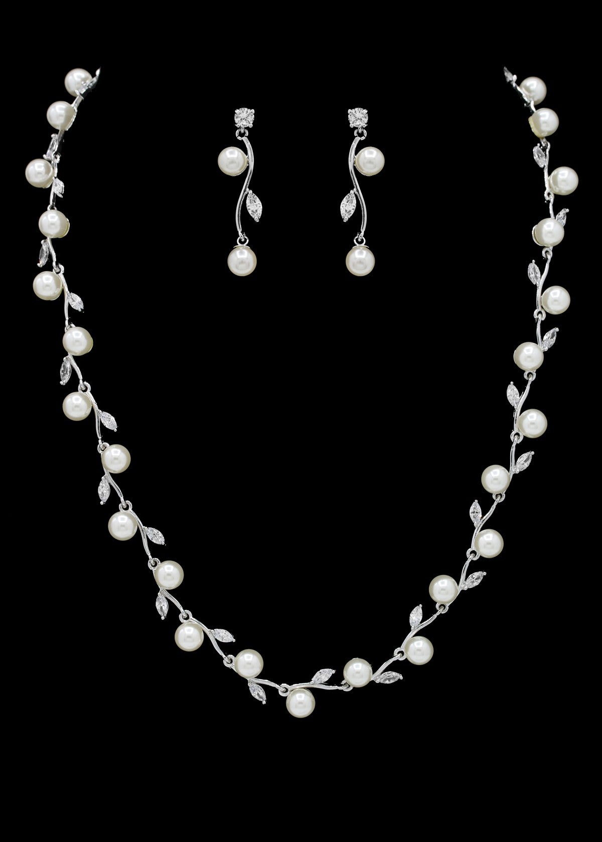 Annepearl - Timeless elegance pearl bridal necklace and earring set