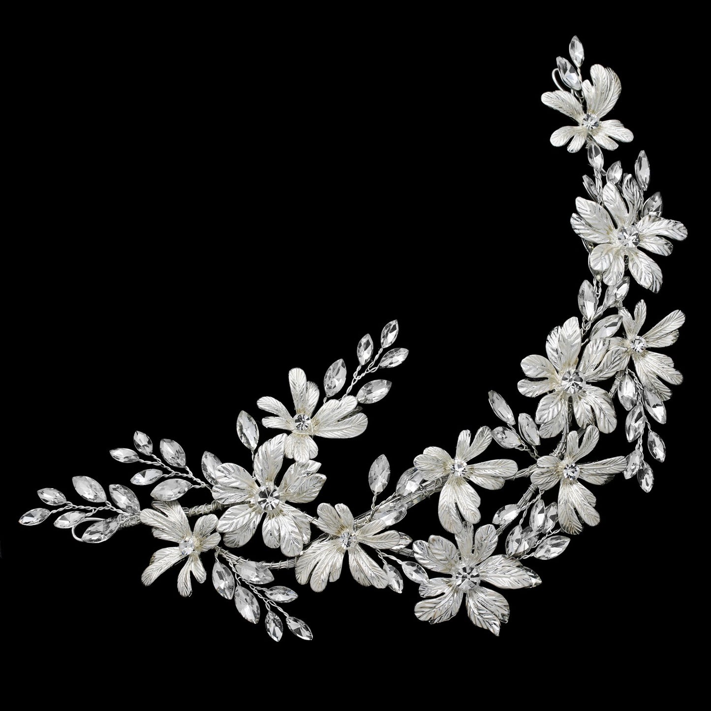 Marcella - Glamorous Swarovski Crystal floral wedding hair clip