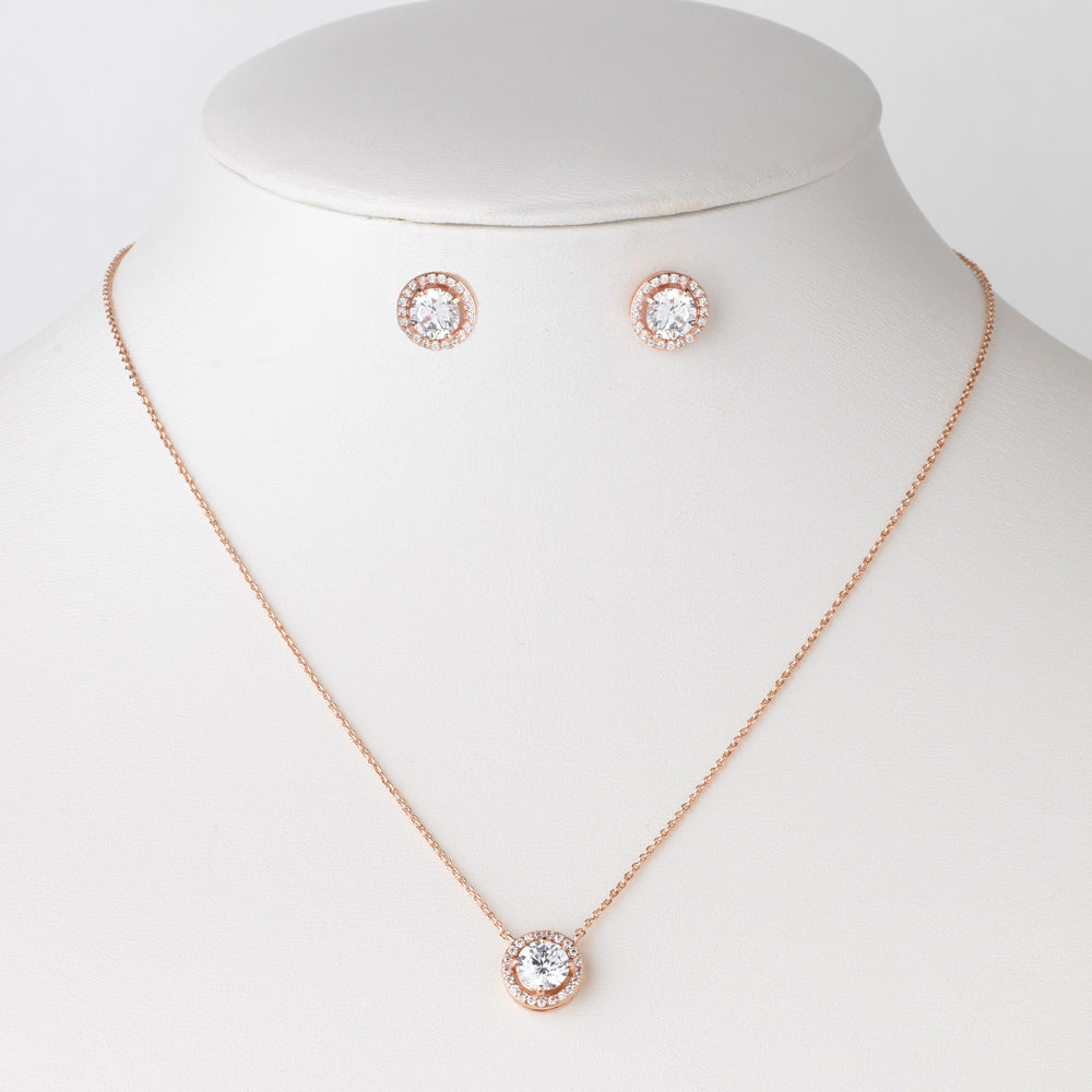Antonina - Elegant solitaire CZ bridal necklace set