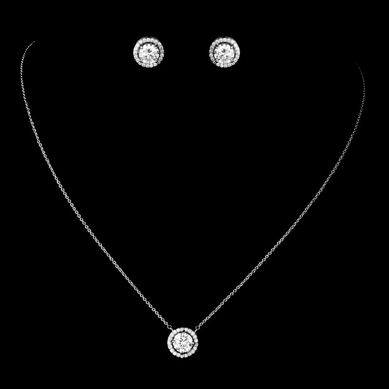 Antonina - Elegant solitaire CZ bridal necklace set