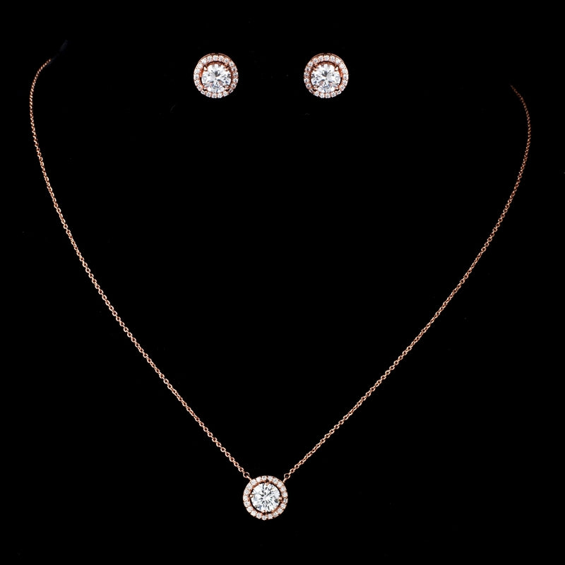 Antonina - Elegant solitaire CZ bridal necklace set