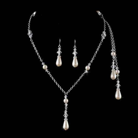 Ale -  Timeless bridal crystal pearl drop necklace set