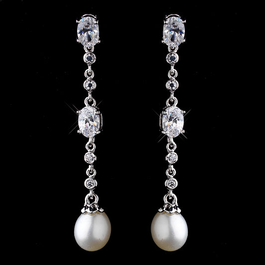 Crocetta - CZ Pearl Bridal Earrings