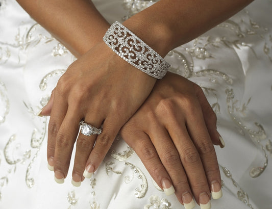 Vela - Vintage CZ bridal cuff bracelet