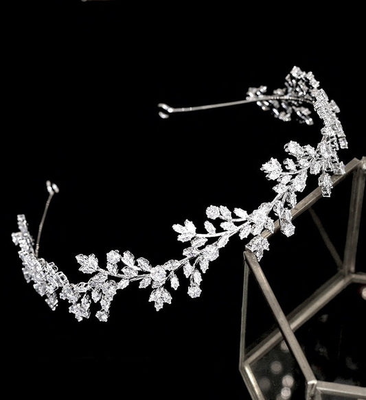 Roma, Crystal vine silver bridal headband