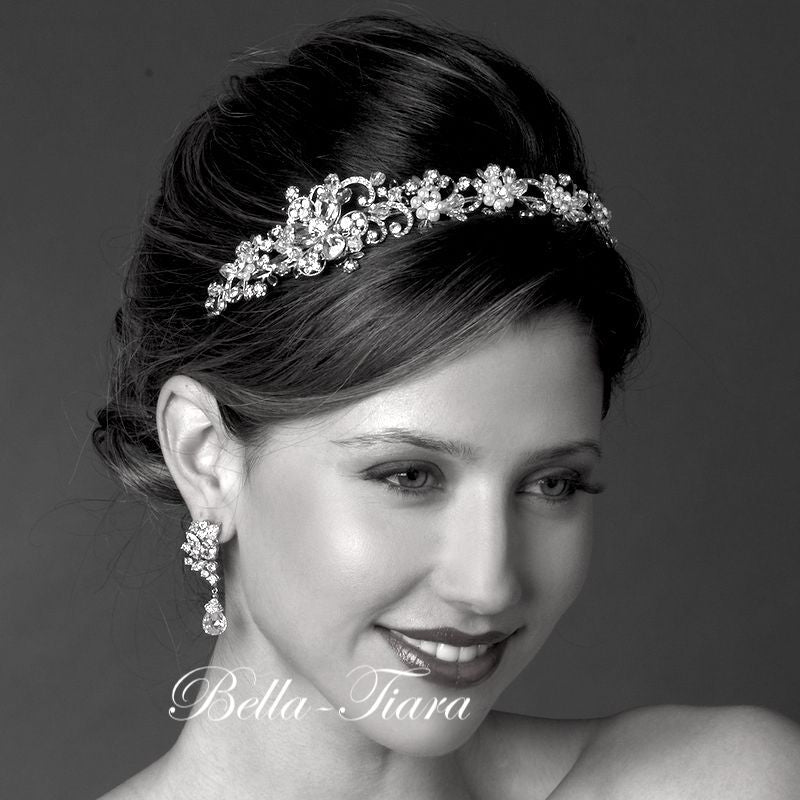 Valentina - Romantic bridal pearl crystal headband