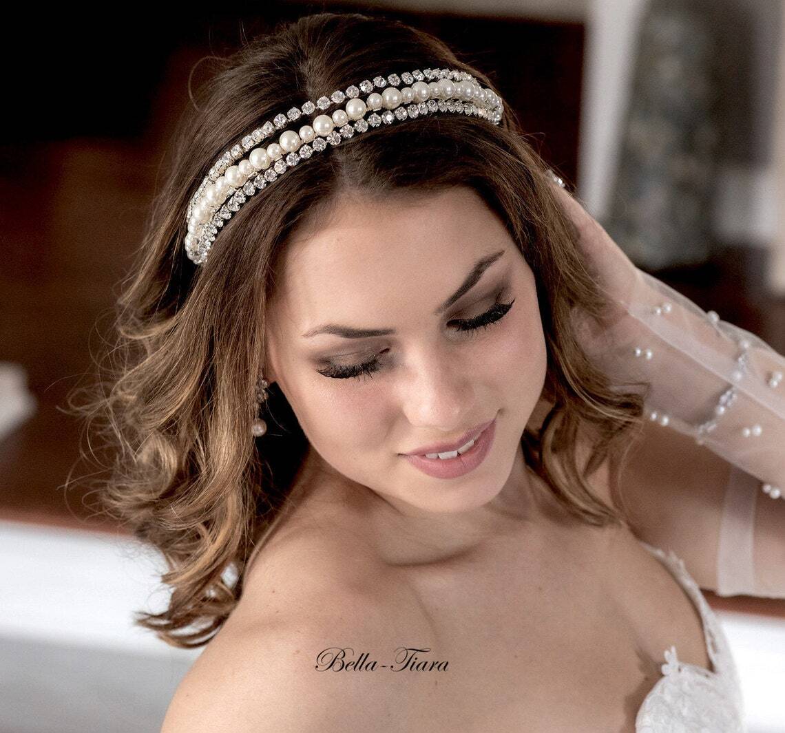 Galilea - Crystal Pearl wedding headband