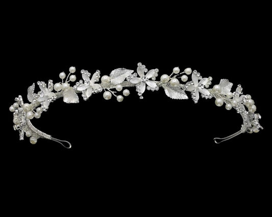 Mary - Crystal and pearl bridal headband