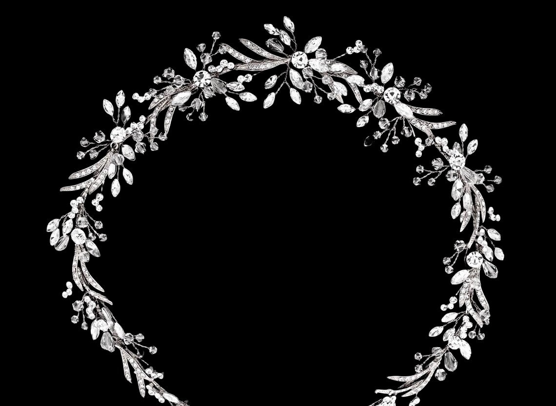 Mabila - Crystal bridal hair vine headpiece