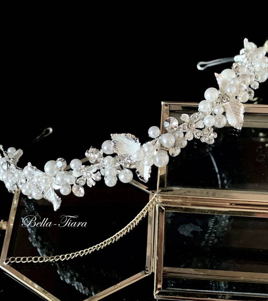 Pearl and crystal wedding headband