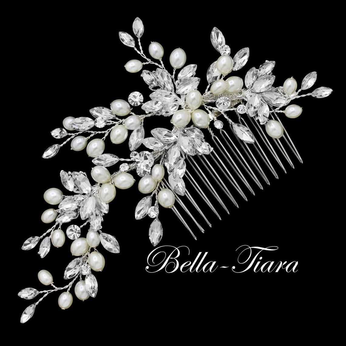 Marilla - Timeless beauty crystal and pearl wedding hair comb