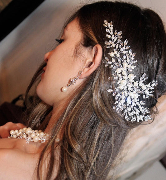 Paulina -  Pearl crystal wedding comb