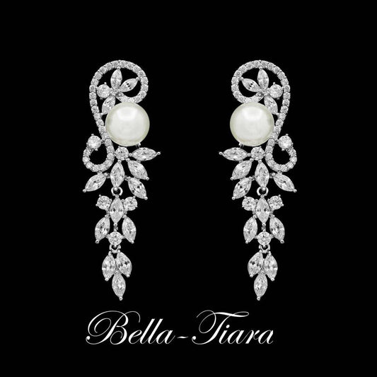 Brisa - CZ bridal pearl drop earrings