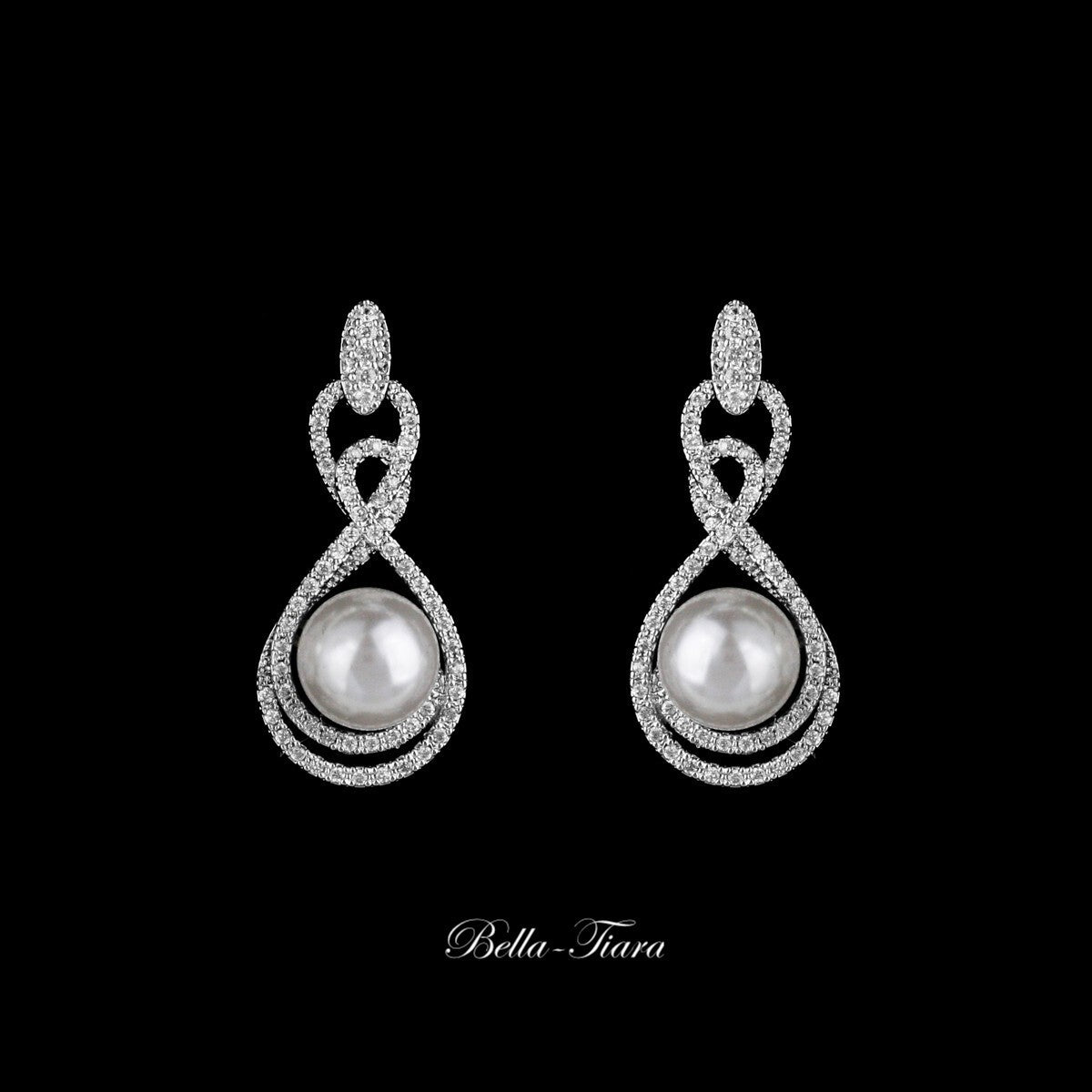 Lilla - Elegant CZ Pearl Bridal Earrings