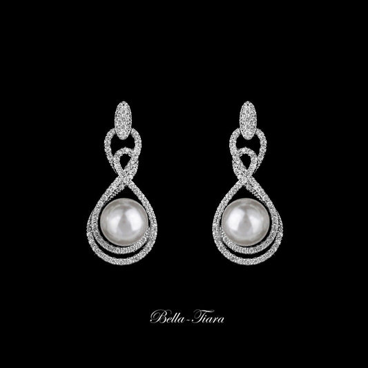 Lilla - elegant CZ pearl bridal earrings