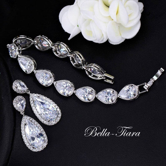 Kristina -  Beautiful bridal earrings and bracelet set