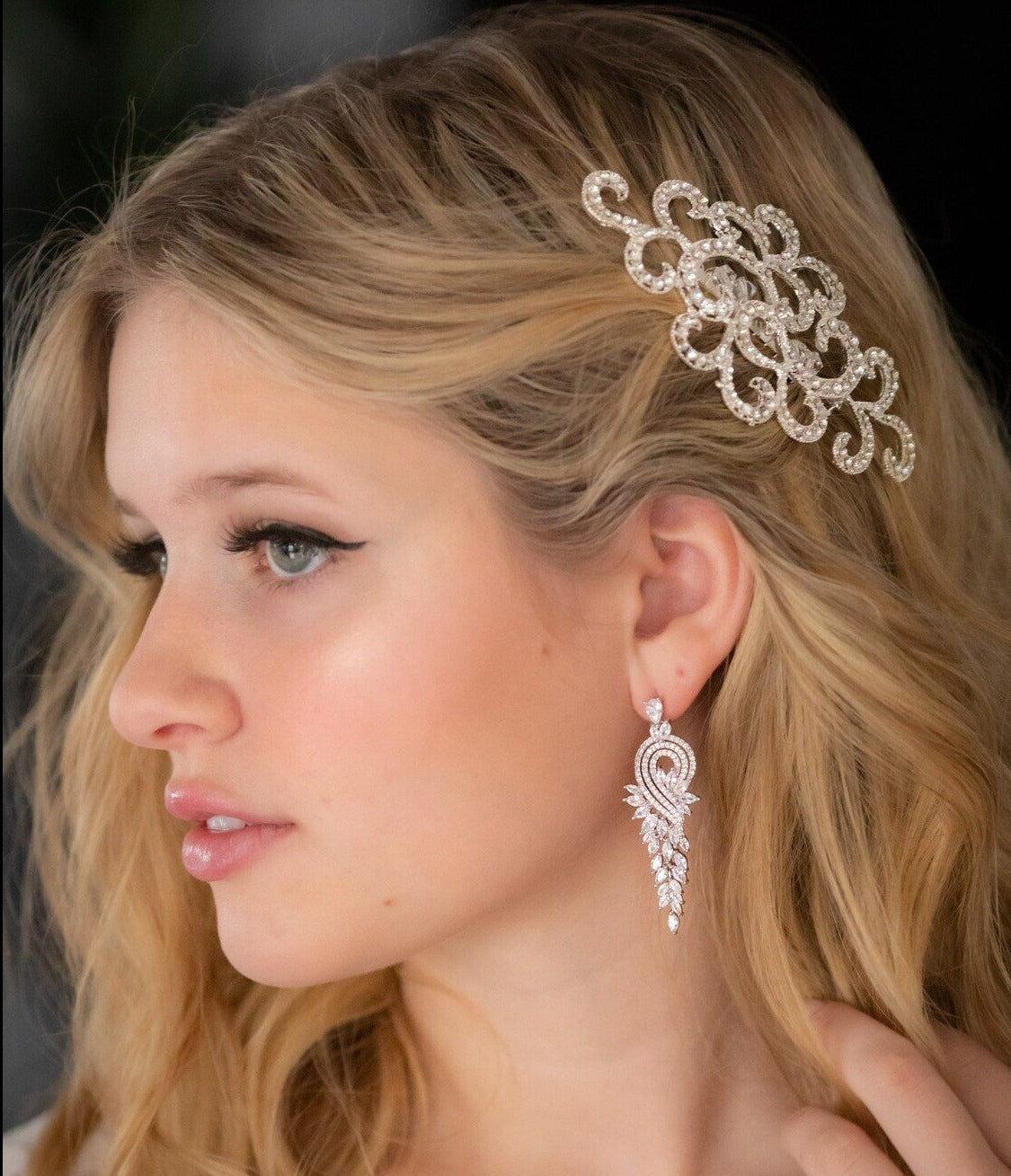 Amanda - Swarovski Crystal long drop bridal earrings