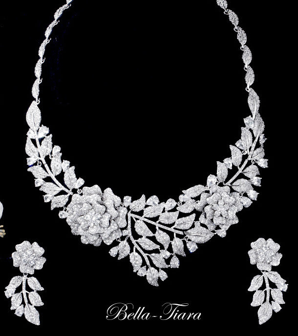 Caroline -  Glamorous CZ statement necklace set