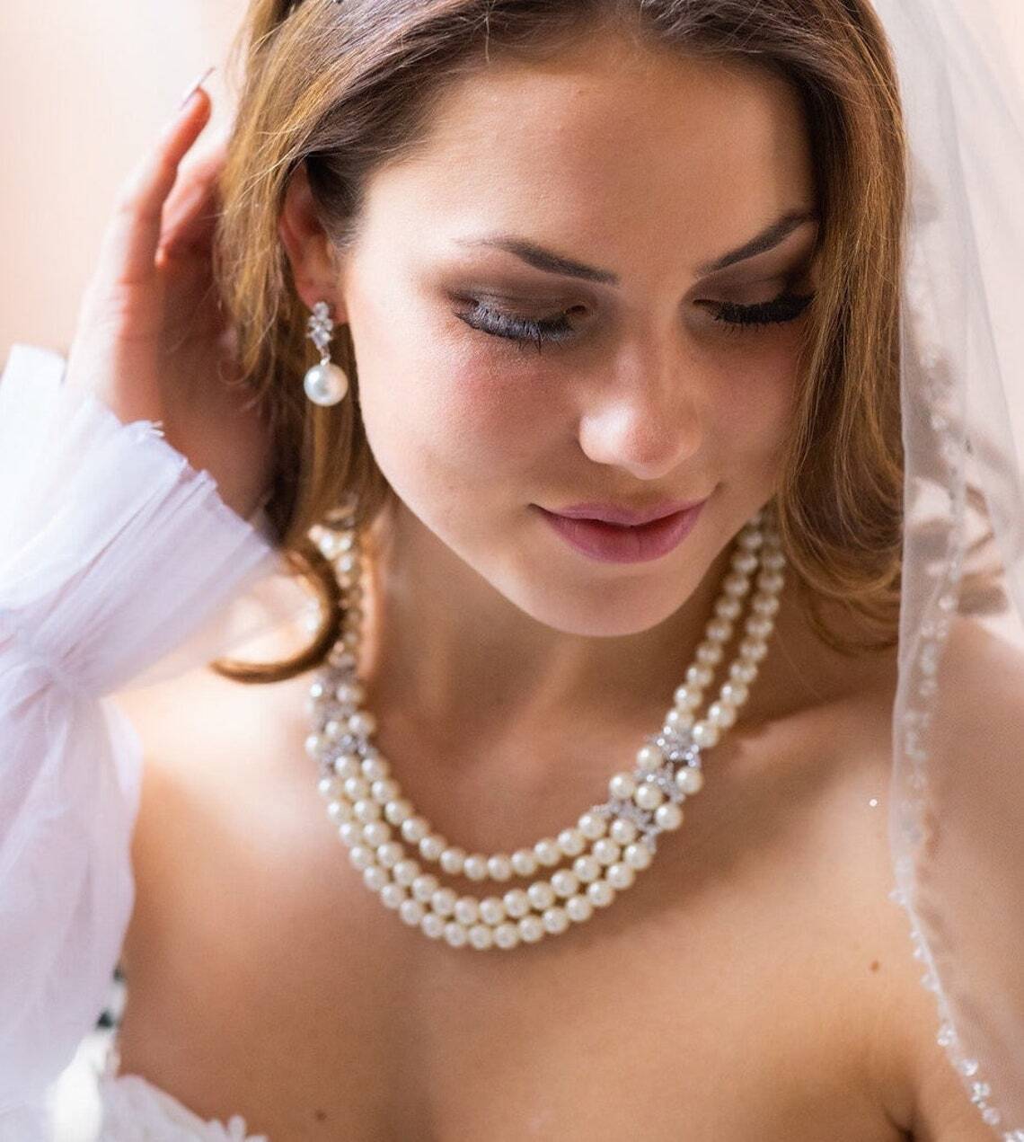 Pearlann - Classic Glamour pearl bridal necklace set