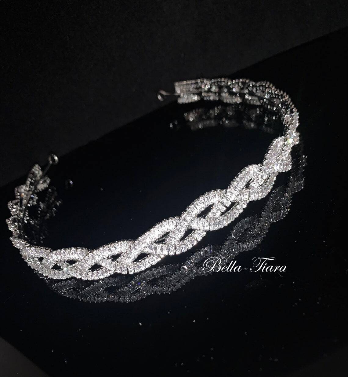 Jenna - wedding bridal silver crystal headband