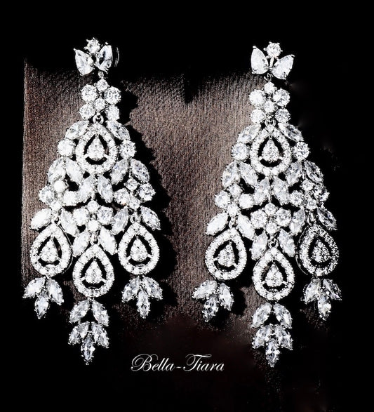 Jiomara, Exquisite CZ drop chandelier bridal earrings