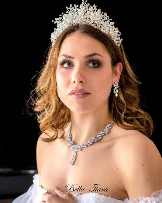 Valentina - Stunning cz simulated diamond bridal jewelry necklace set