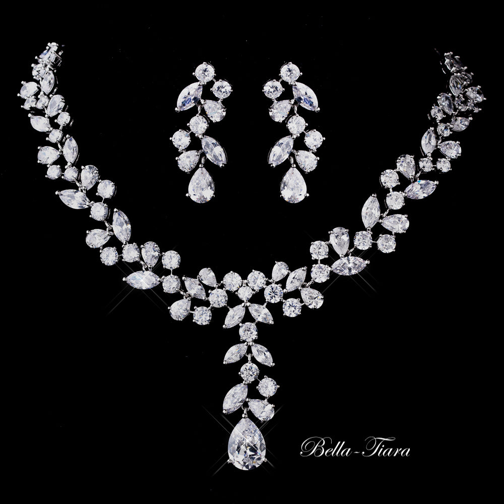 Valentina - CZ elegant 3pcs vine bridal necklace set