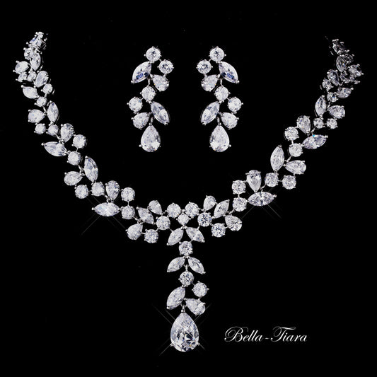 Valentina - 3PCS CZ elegant vine bridal necklace set