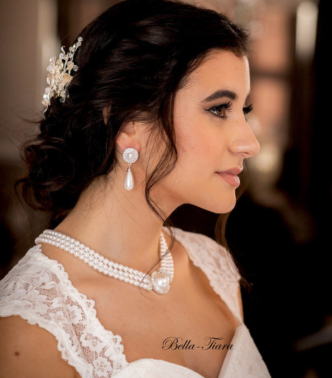 Perlaamore -  Romantic bridal pearl necklace set