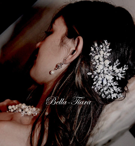 Pauletta -  Pearl crystal wedding comb