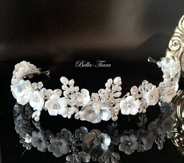 Rhodium Plated Faux Pearl Crystal Flower Tiara Headband 40mm il_fullxfull.6810275338_c7au.jpg main image 4