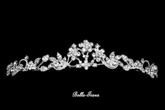 GINA - Floral rhinestone communion tiara