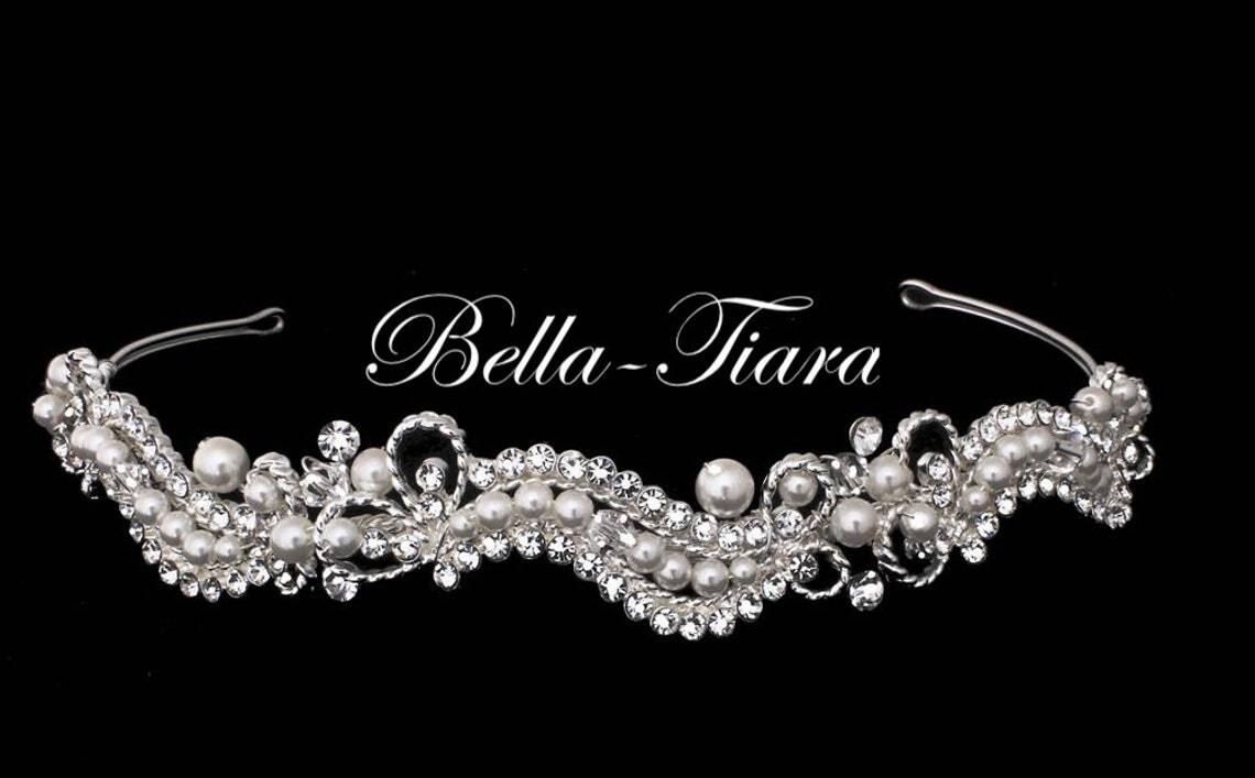 Angelina, Dazzling pearl crystal communion headband