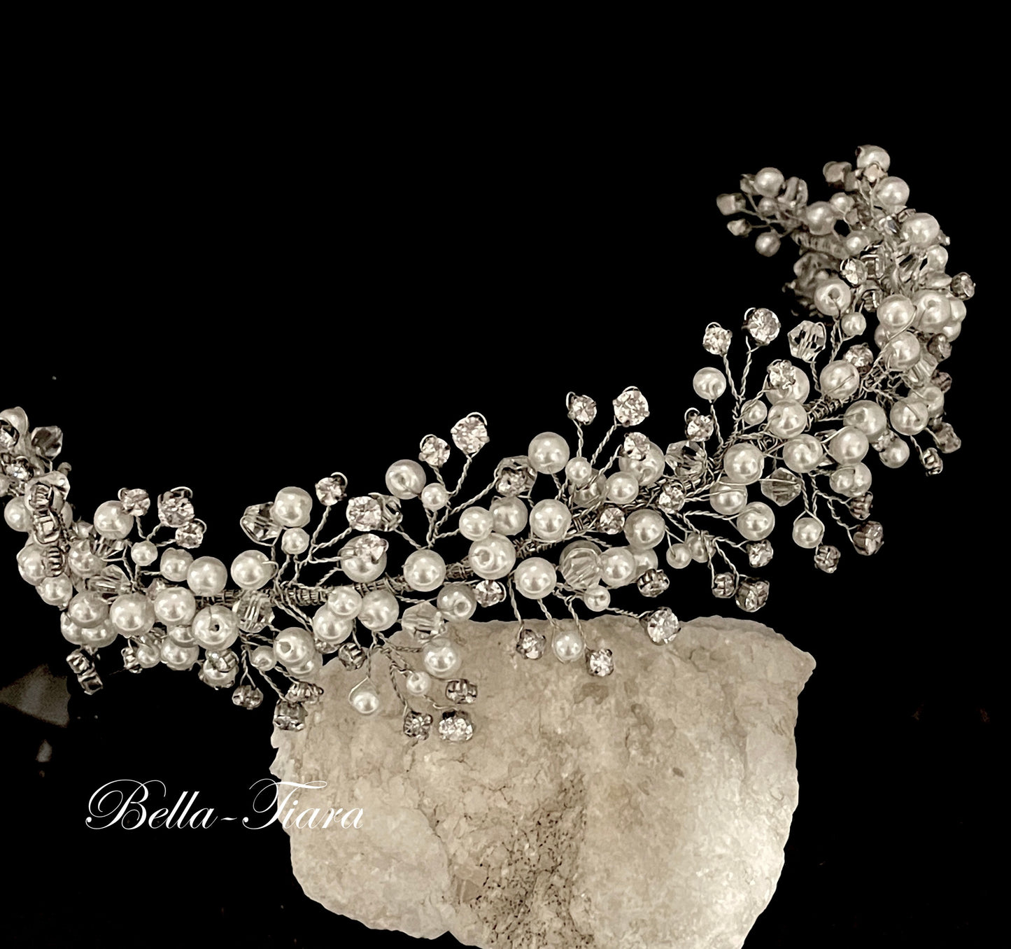 Elva, Crystal pearl wedding headband