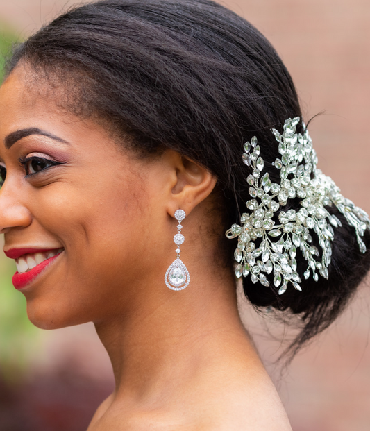 Diana - Exquisite CZ drop bridal earrings