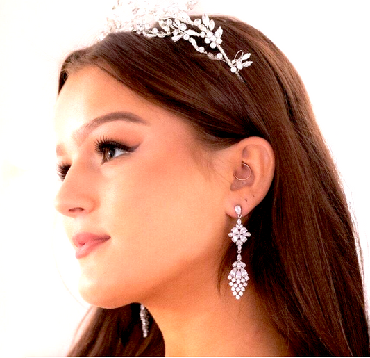 Norma, Exquisite CZ drop bridal earrings