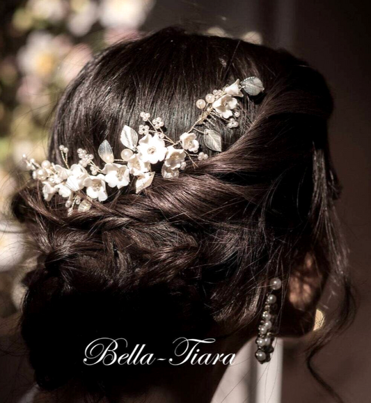 Anaya - Romantic crystal floral wedding comb