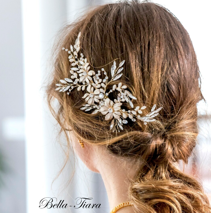 Bruna - Gold crystal bridal comb