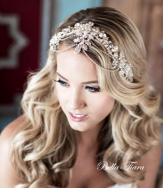 Vianca - Heirloom gold crystal wedding forehead headpiece - ONE LEFT CLEARANCE