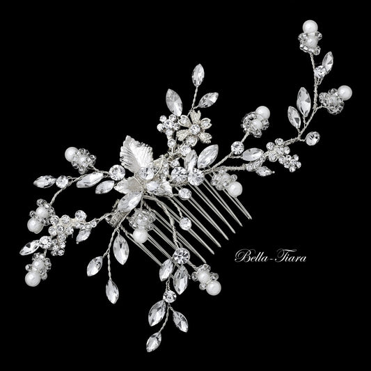 Siona -  Pearl crystal wedding comb