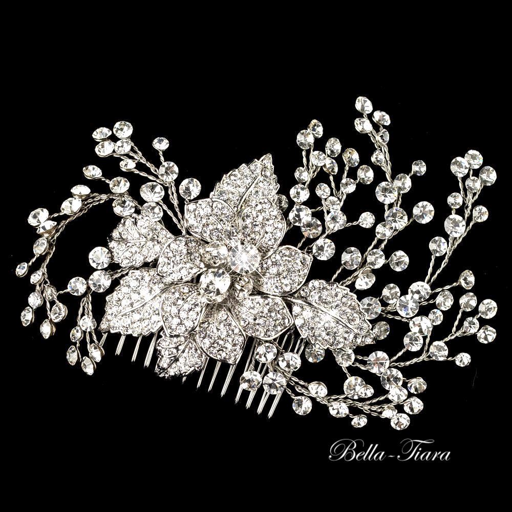 Mariarosa - Swarovski crystal floral bridal comb