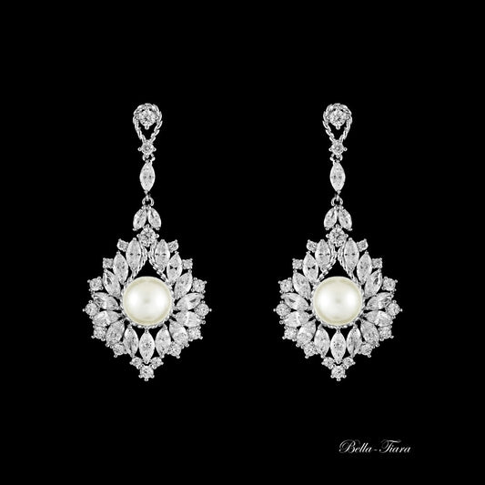 Michelle - CZ Pearl Bridal Earrings