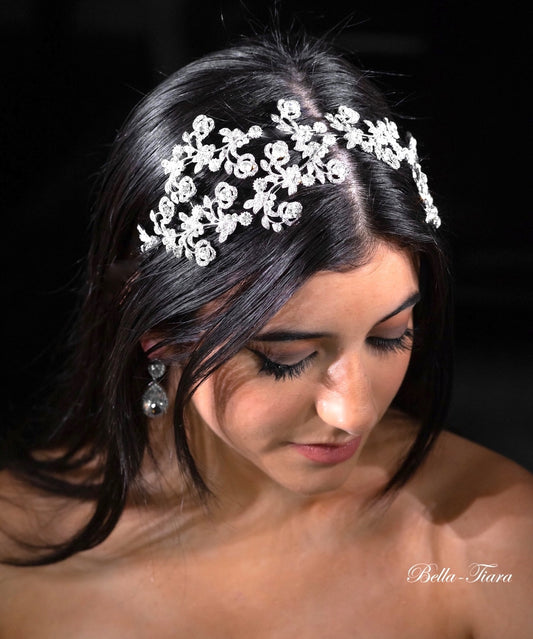 Tiana - Romantic floral Swarovski crystal wedding Headband